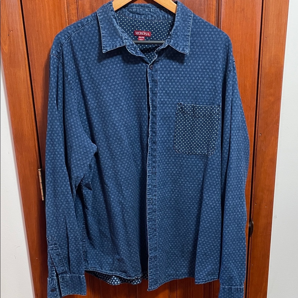 Merona Men's Casual Navy Button Down Shirt